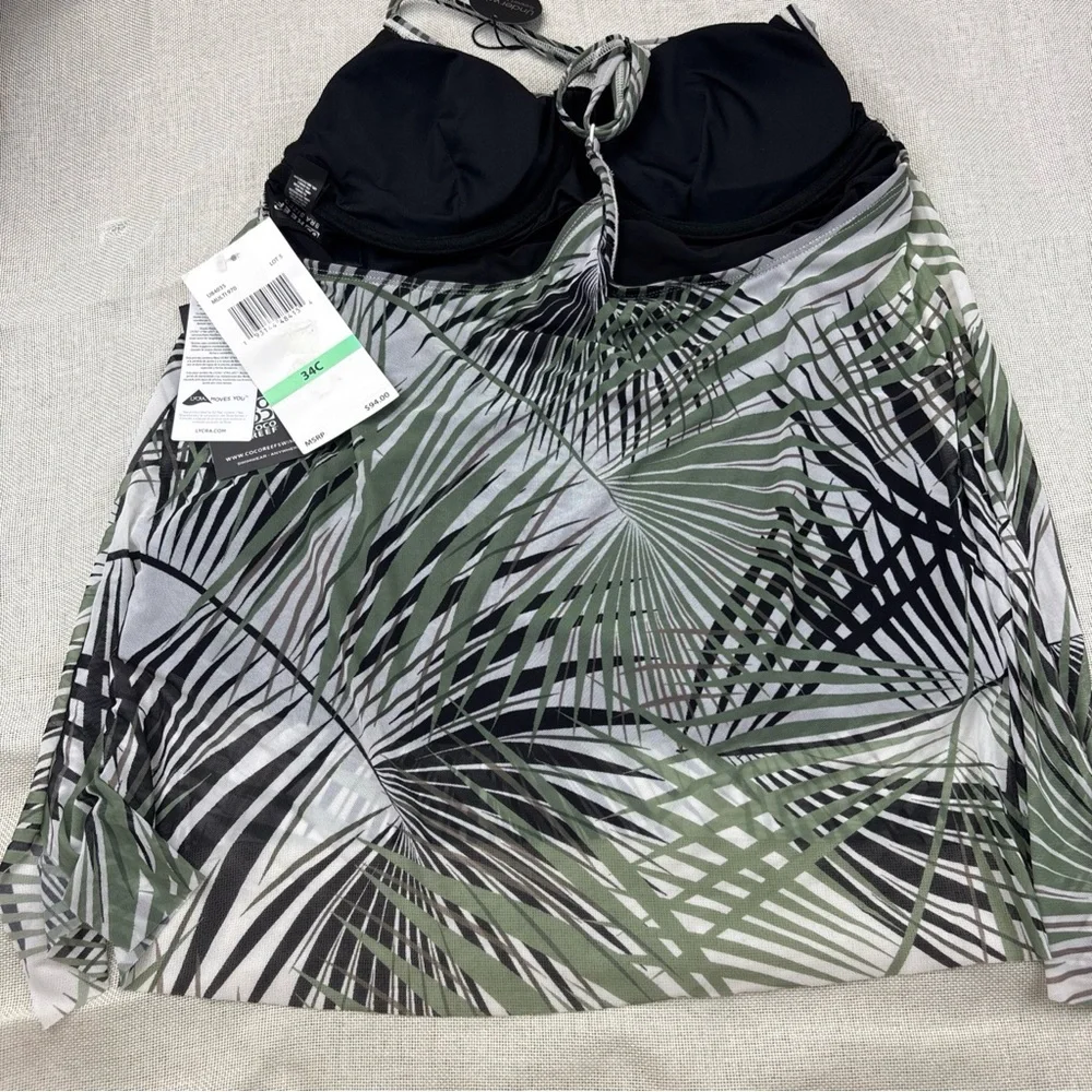 Coco Reef Women's Current Printed Mesh Bra-Sized Tankini Top Size 34C